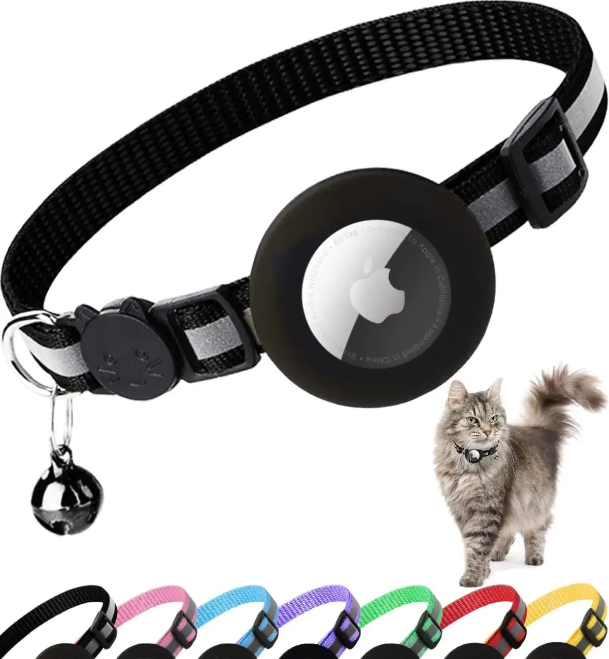 Reflective AirTag Cat Collar with Breakaway Safety Buckle