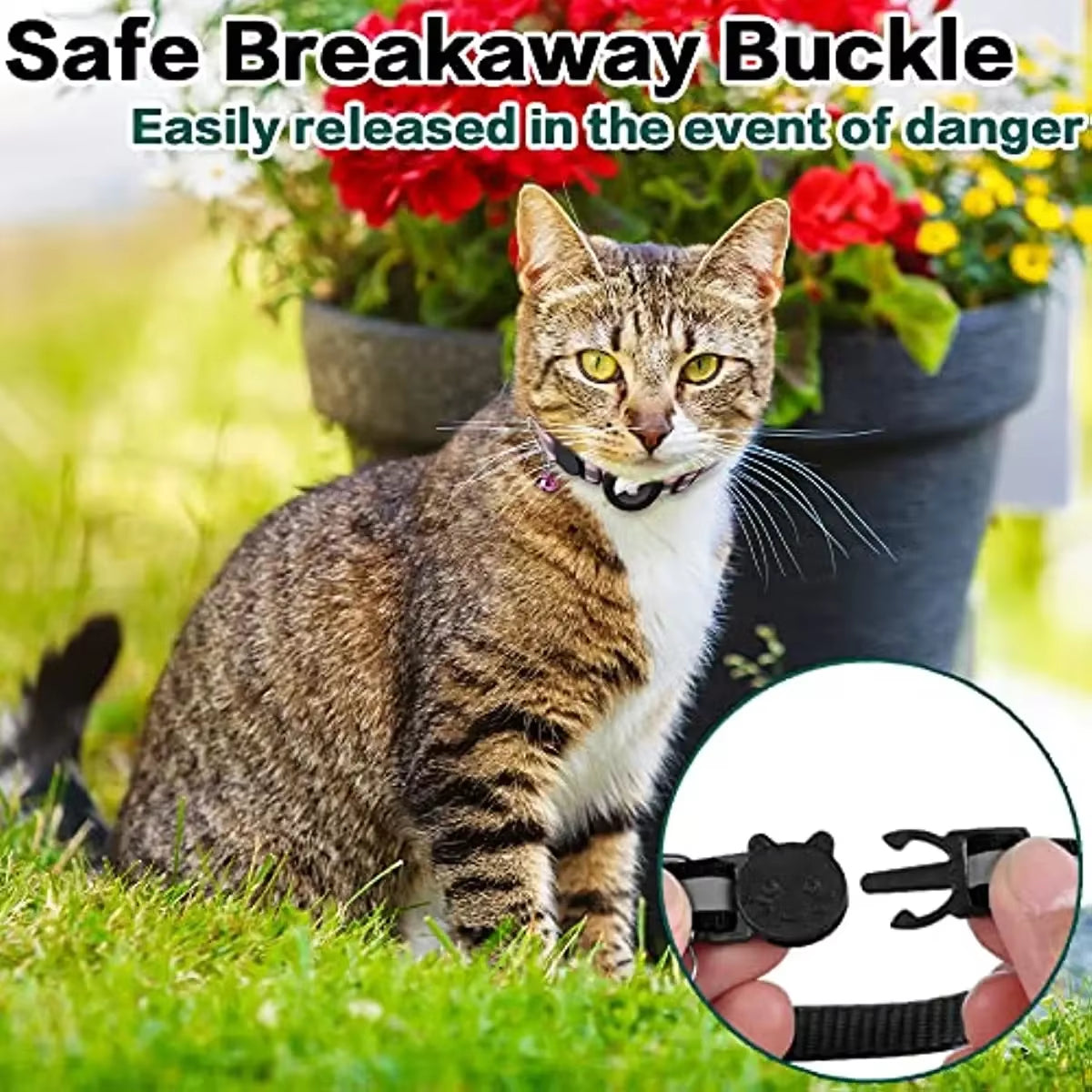 Reflective AirTag Cat Collar with Breakaway Safety Buckle