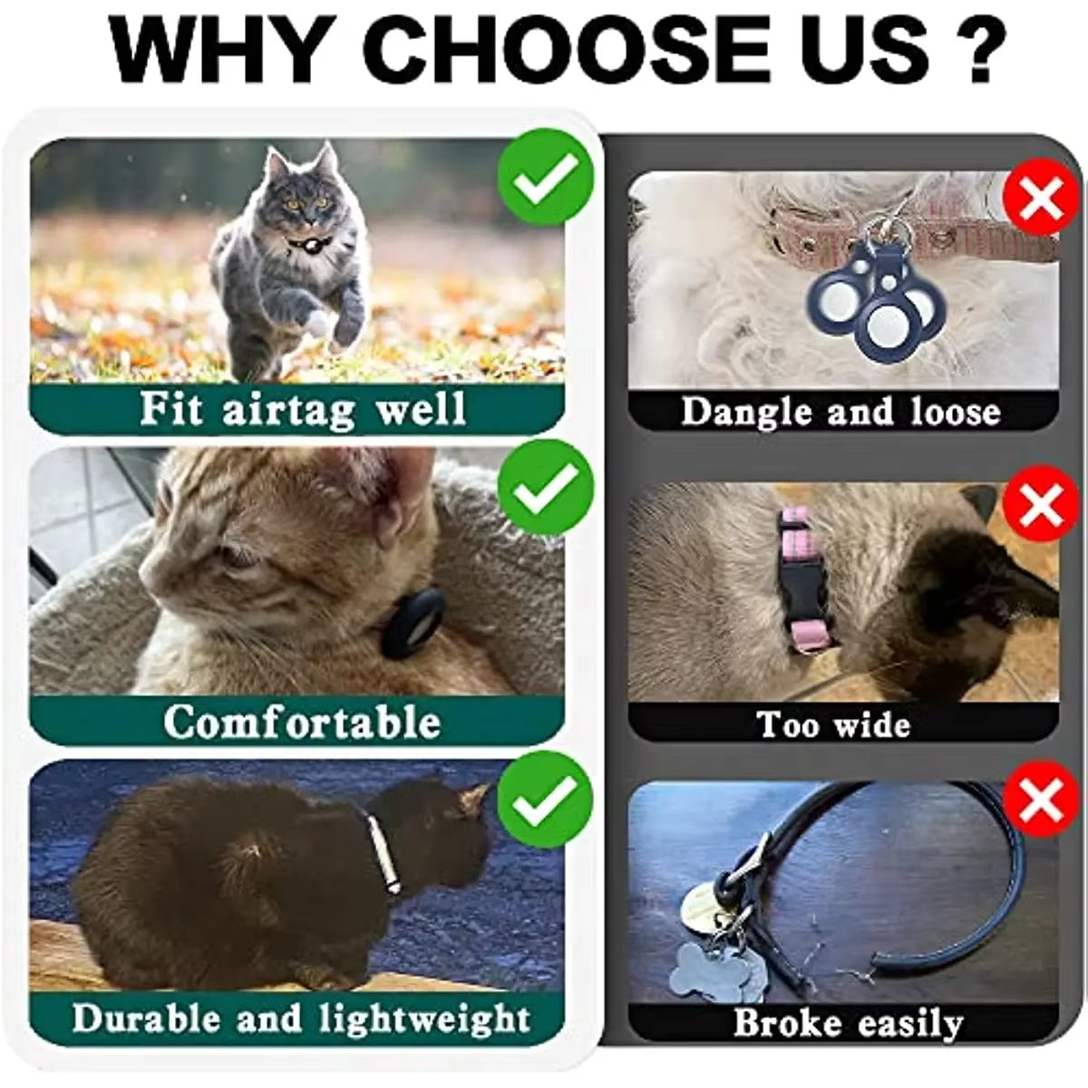 Reflective AirTag Cat Collar with Breakaway Safety Buckle