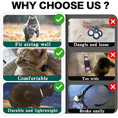 Reflective AirTag Cat Collar with Breakaway Safety Buckle
