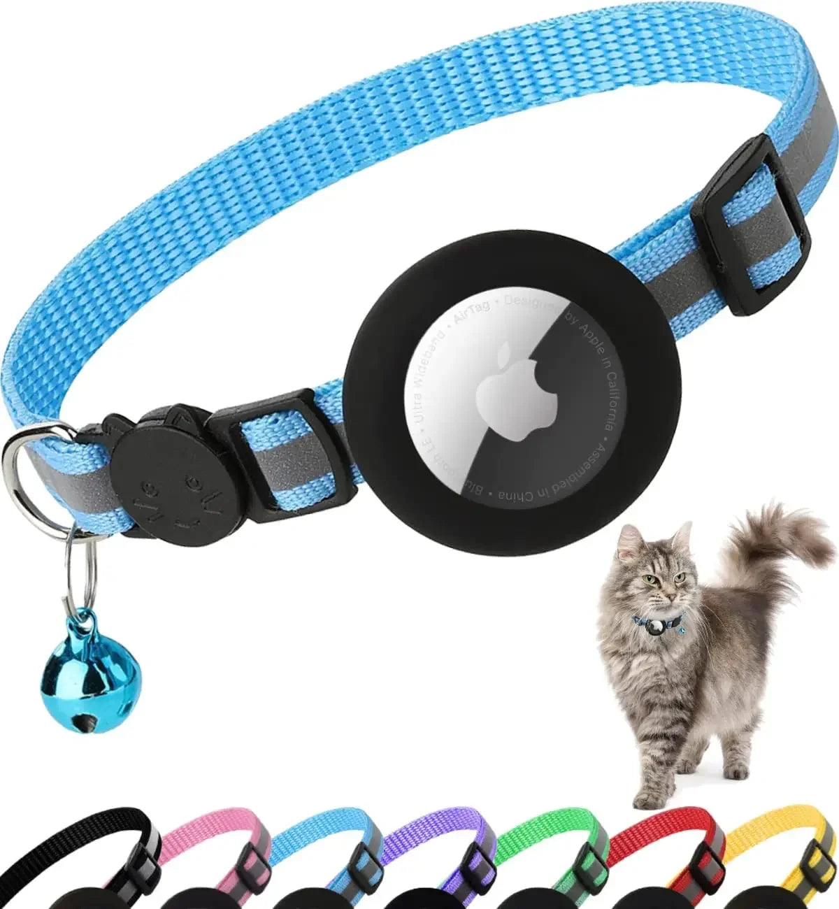 Reflective AirTag Cat Collar with Breakaway Safety Buckle