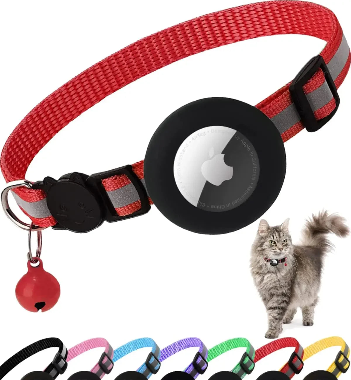 Reflective AirTag Cat Collar with Breakaway Safety Buckle