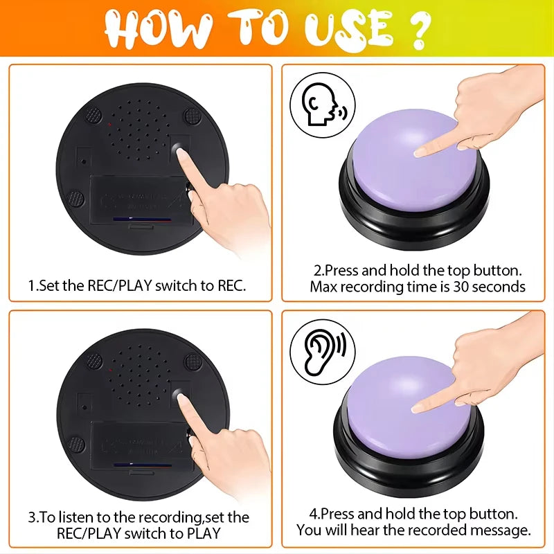 Recordable Pet Talking Button – Interactive Communication Training Toy for Dogs & Cats