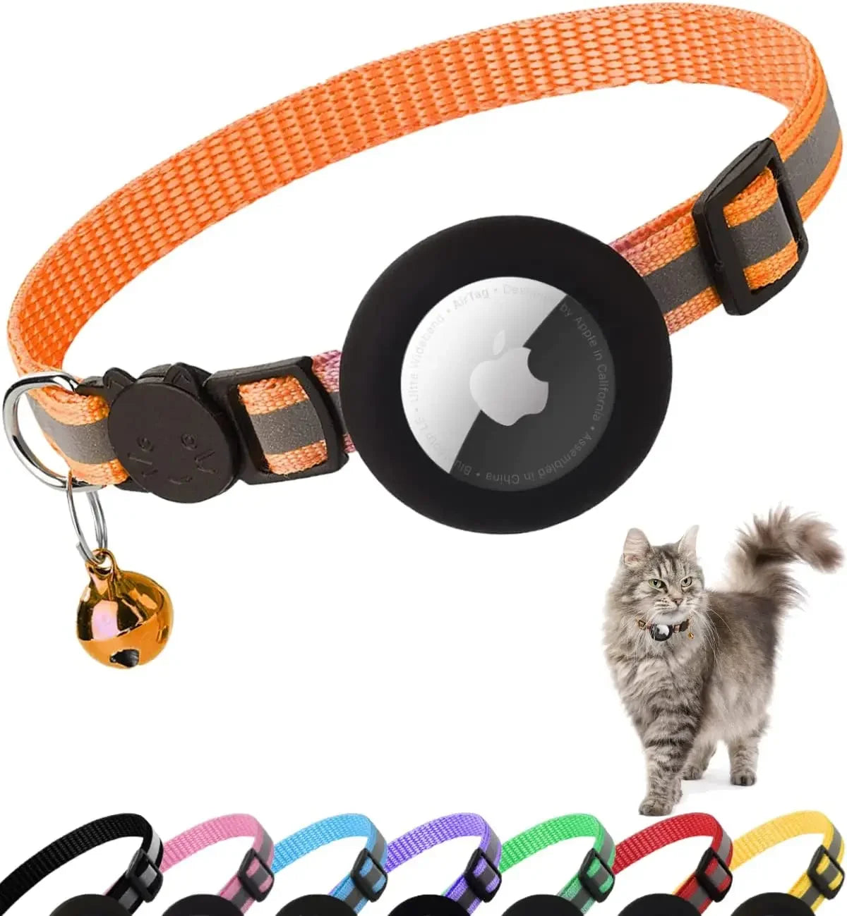 Reflective AirTag Cat Collar with Breakaway Safety Buckle