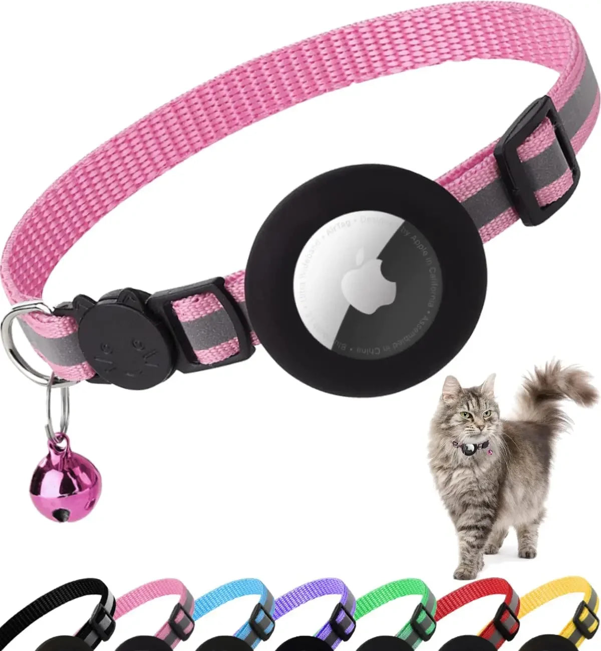 Reflective AirTag Cat Collar with Breakaway Safety Buckle