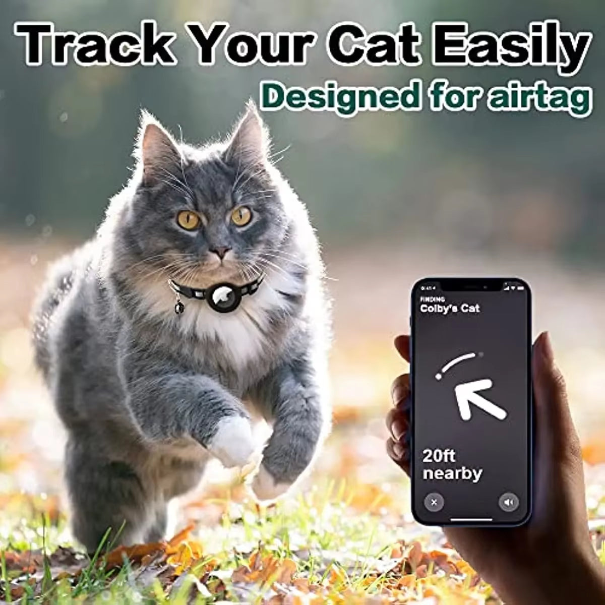 Reflective AirTag Cat Collar with Breakaway Safety Buckle