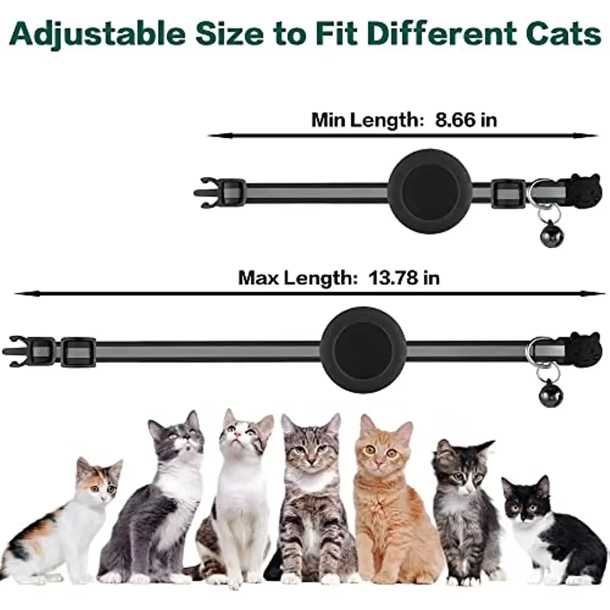 Reflective AirTag Cat Collar with Breakaway Safety Buckle