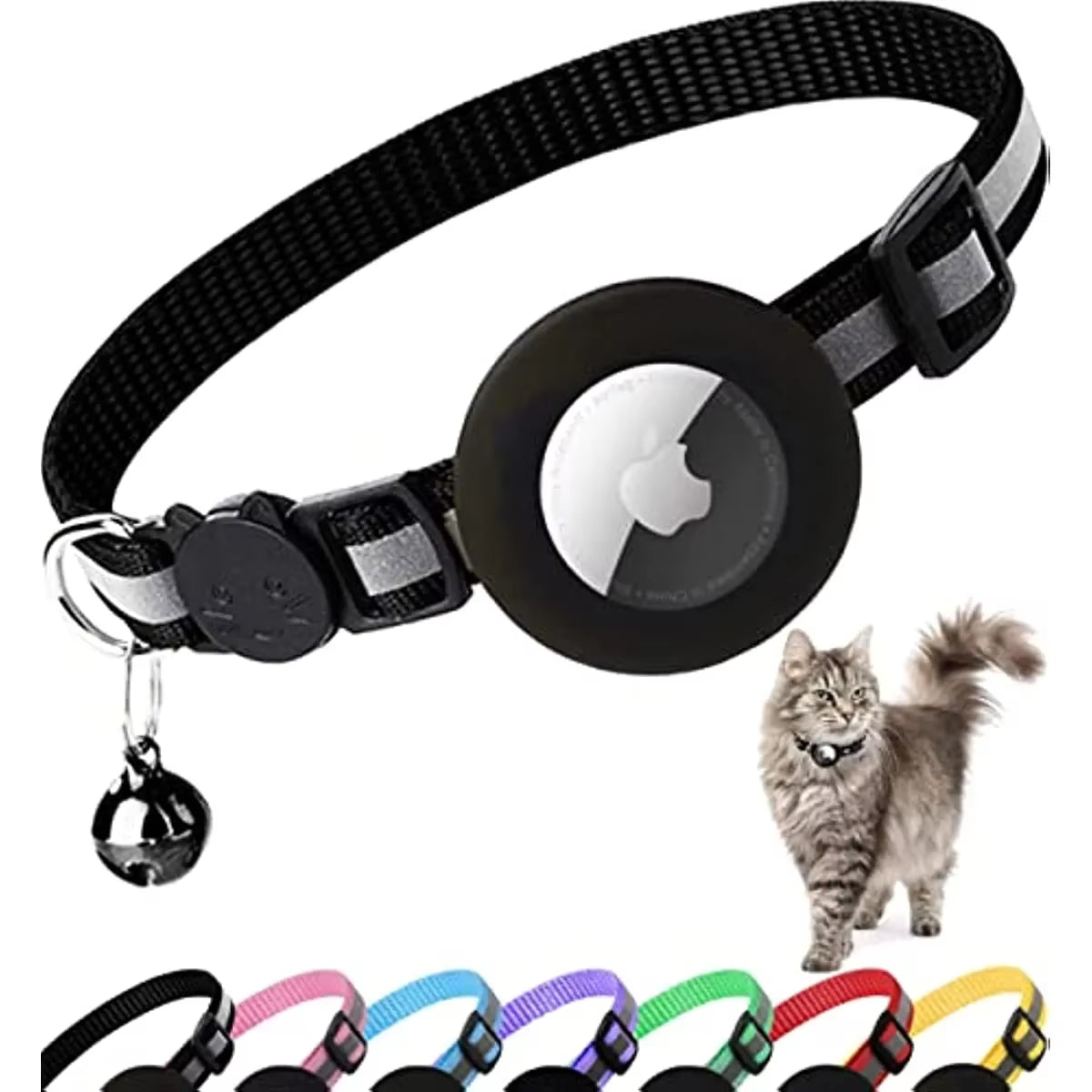 Reflective AirTag Cat Collar with Breakaway Safety Buckle