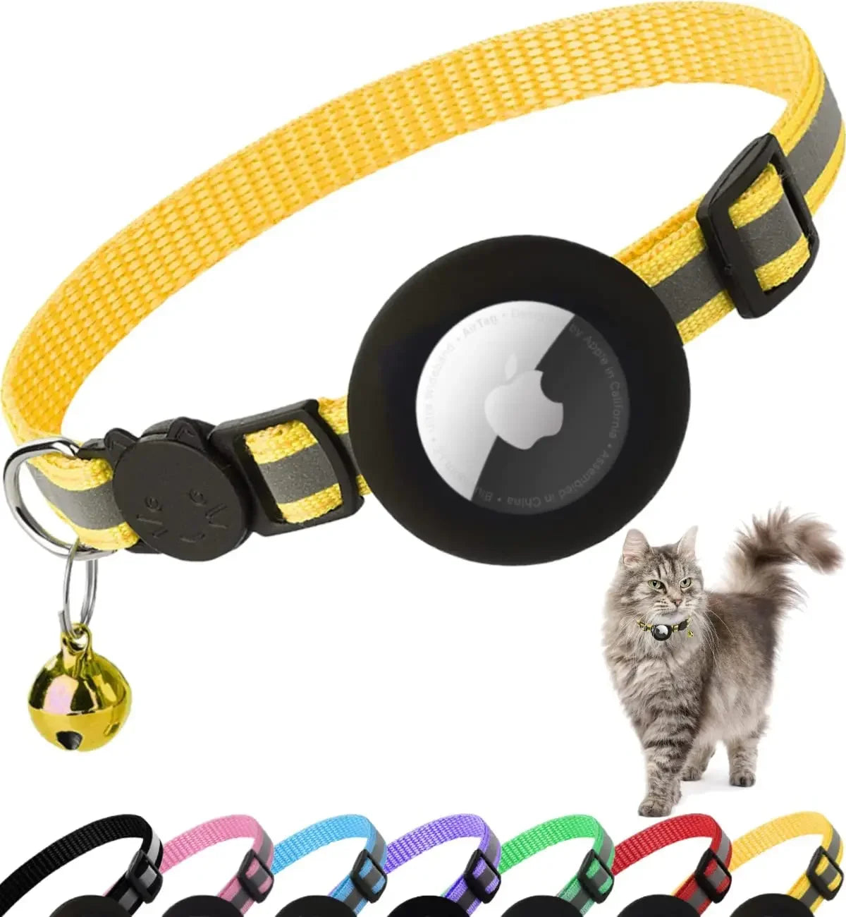 Reflective AirTag Cat Collar with Breakaway Safety Buckle